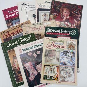 Lot of 12 Vintage Cross-stitch Needlepoint Patterns Books Magazines